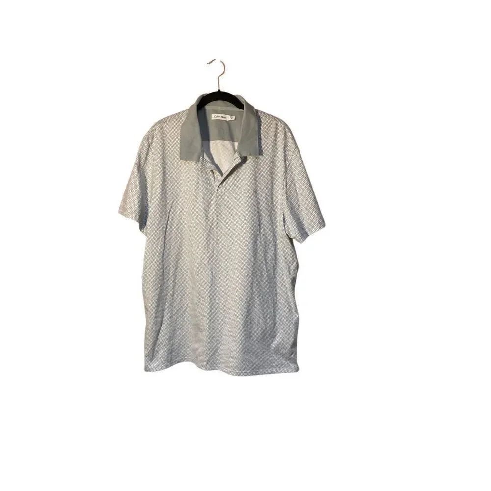 Calvin Klein Mens Short Sleeve Gray and White Polo Shirt Size 24 i
